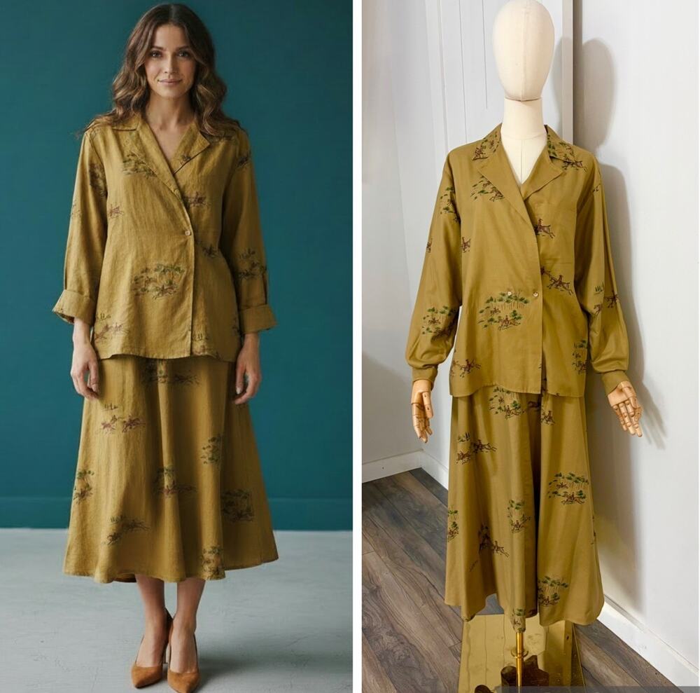 VINTAGE 80s ABERCROMBIE & FITCH Size 8 Hunting Equestrian Skirt And Jacket Set